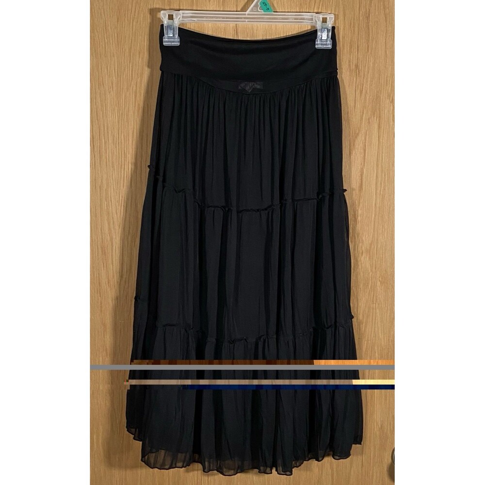 Women's Sm Black Sheer Tiered Skirt Mesh Dark Fairy Whimsigoth Grunge Romantic